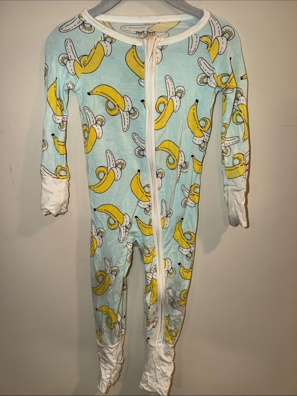 Little Sleepies Blue Banana Print Footie Pajamas